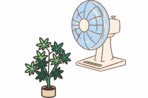 Oscillating fans for improving air circulation in homes, grow rooms, and workspaces.