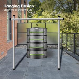Drying tent kit with hanging mesh racks and ventilation system for curing harvested cannabis buds