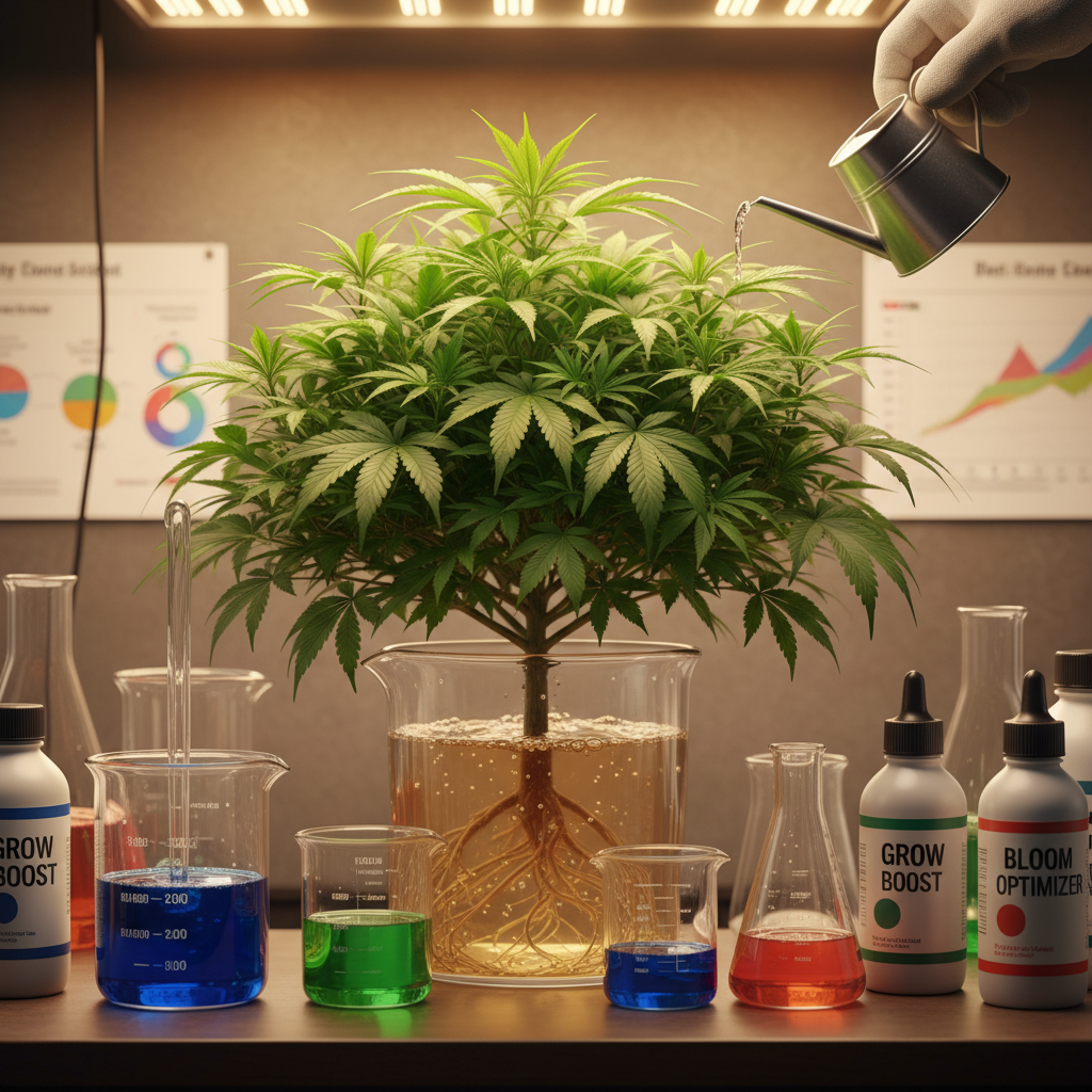 Feminized cannabis nutrient guide to fix yellowing leaf tips, slow stretch & nutrient burn. Step-by-step feeding schedules, mixing, troubleshooting & harvest prep.
